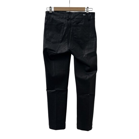 Kut From The Kloth‎ Reese Zip Ankle Straight Leg Black Waxed Coated Pants Women - Picture 2 of 12